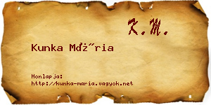 Kunka Mária névjegykártya